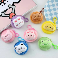 Nouvelle Pochette Ronde en Velours Doux Lapin, Porte-Monnaie Mignon et Adorable, Porte-clés Dessin Animé Portable pour Écouteurs