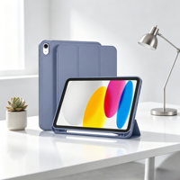 Étui en cuir TPU triple pliage avec fonction veille/réveil automatique et emplacement pour stylet pour iPad Air 6 et iPad Pro 2024 11/13 pouces