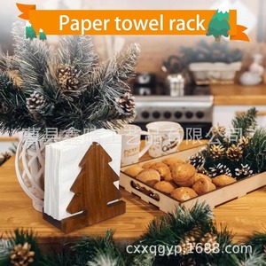 Porte-serviettes en bois en forme de sapin de Noël, boîte à mouchoirs de bureau sur pied, design original - Product Image 3