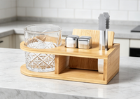 Support de verres à whisky moderne et écologique, non pliable, avec sous-verre carré en bois, pour bureau à domicile, support de rangement individuel pour bière