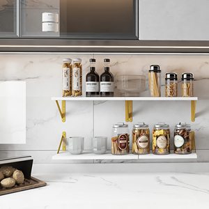 <span class=keywords><strong>Estantes</strong></span> Flotantes de Madera <span class=keywords><strong>para</strong></span> Montar en la Pared, <span class=keywords><strong>para</strong></span> Dormitorio, Baño, Sala de Estar y <span class=keywords><strong>Cocina</strong></span>, Blanco y Dorado - Product Image 6