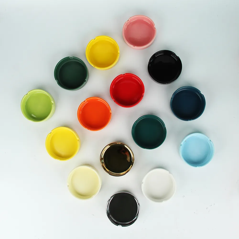 ceramic ashtray with logo customization colorful design round ashtray for promotion smoking accessories