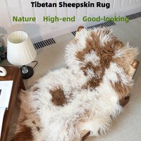 Tapis de chambre en laine véritable de mouton tibétain, doux, à poils longs, pour chevet et coussin de canapé, tapis en fourrure pour salon