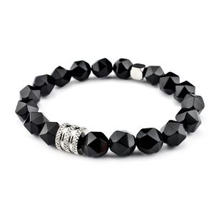 Bracelet en acier inoxydable de luxe pour hommes perles de pierres précieuses en œil de tigre naturel motif géométrique croisé pour les occasions de mariage religieuses - Product Image 4