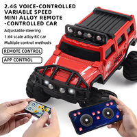 Coche RC Mini Portátil con Control por Voz Mejorado, Escala 1:64, Aleación, 2.4Ghz, Coche RC de Derrape Eléctrico, Camión de Metal Fundido a Presión con Control Remoto