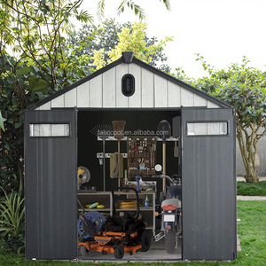 Caseta de Almacenamiento Exterior de Plástico con Piso de <span class=keywords><strong>Resina</strong></span>, Ventana y Puerta con Cerradura, Fácil de Instalar, en Color Gris - Product Image 4