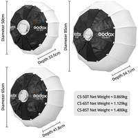Godox CS-50T 50cm CS-65T 65cm CS-85T 85cm Boîte à lumière pliable type lanterne, installation rapide, portable, forme ronde, monture Bowens