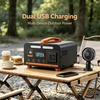 Station d'alimentation d'urgence LiFePO4 300W 0,2kWh 12V, 220V AC, 3 ports DC, USB 200W, entrée solaire, lumière LED, camping, secours domestique