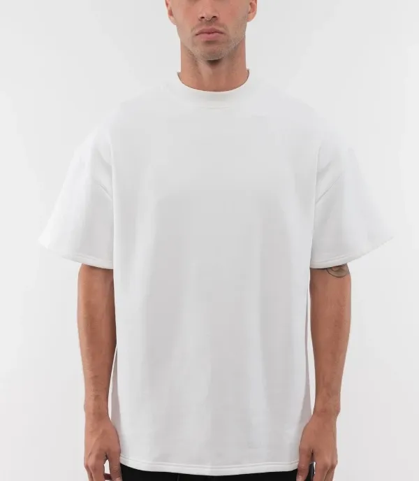 QIANSHI高品質コットンヘビーウェイトカスタムメンズ服Tシャツ男性用ドロップショルダーカミセタオーバーサイズホワイトTシャツ