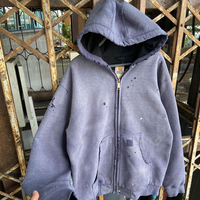 Sweat à capuche pour hommes personnalisé Vintage Boxy fermeture éclair 100% coton 500gsm en détresse ourlet court lavage à l'acide numérique DTG automne brodé