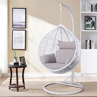 Fauteuils suspendus en rotin en forme d'œuf avec support, design tendance, pour l'extérieur et l'intérieur, jardin, balcon, patio, hamac, balançoire en osier