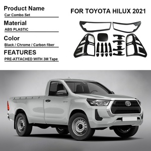 Juego Completo de Accesorios para Automóviles, Cubierta Decorativa Negra para <span class=keywords><strong>Toyota</strong></span> <span class=keywords><strong>Hilux</strong></span> <span class=keywords><strong>2021</strong></span> 2022 2023, <span class=keywords><strong>4X2</strong></span>, Accesorios para Carrocería - Product Image 1