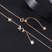 S999 Sterling Silber Zirkon Bohemian Schmetterling Quaste O-förmige Gliederkette Damen Instagram Kleine Blumen Choker
