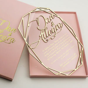 2021个性化创意塑料婚礼请柬清晰几何亚克力婚礼邀请卡 - Product Image 2