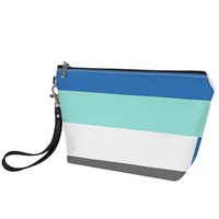 Trousse de Maquillage Personnalisée en Cuir PU Effet Espace Thème Arc-en-ciel Gay Fraysexual avec Dragonne pour Voyage d'Affaires, Rangement Cosmétique Domestique