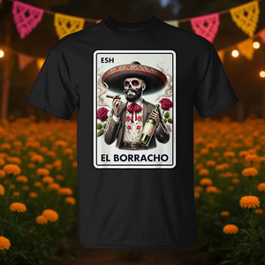 T-shirt El Borracho Mexican Bingo Card pour adulte unisexe noir - Product Image 3