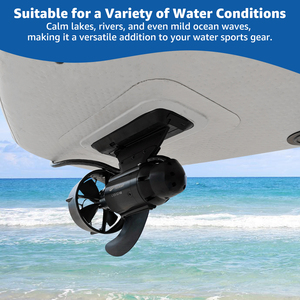 Bote Inflable de Pesca <span class=keywords><strong>con</strong></span> <span class=keywords><strong>Motor</strong></span> de Corriente y Tubo Flotante, Propulsor Eléctrico Subacuático para Kayak, Canoa, Tabla de Paddle - Product Image 4