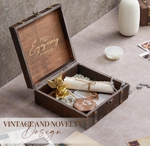Boîte à souvenirs en bois gravée personnalisée pour mariage, cadeau d'anniversaire, de fiançailles pour couples, ou de fête prénuptiale, avec <span class=keywords><strong>rangement</strong></span> en forme de cœur - Product Image 6
