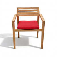 Chaise d'extérieur robuste en teck, chaise de jardin durable avec coussin, chaise de jardin avec dossier