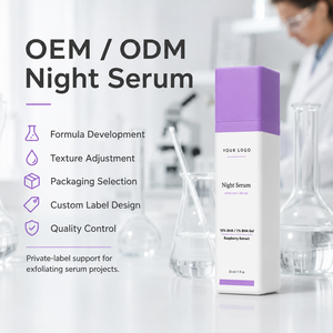Suero Nocturno de Doble Efecto con Fórmula Vegana, 10% AHA, 1% BHA, para Piel Seca, Rugosa y con Poros Grandes, Etiqueta Privada - Product Image 3