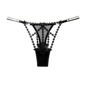 Culotte string transparente sexy pour femme, ultra-fine, ajourée, avec bretelles brodées, lingerie séduisante Printemps 2026 - Product Image 4