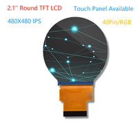 Écran TFT IPS rond de 2,1 pouces, 480x480 pixels, avec interface 3SPI+18RGB, rétroéclairage LED tactile, rapport de contraste 600:1
