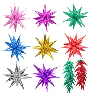 50pcs/Lot Diy Explosive Starburst Cone Mylar Balloons Event Party Market Decorations Foil Spike Explosion Star Foil Balloons