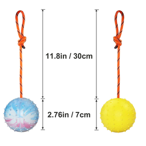 Jouet pour chien robuste pour la lutte de traction - Balle en caoutchouc interactive sur corde pour la mastication agressive et l'entraînement - Product Image 6