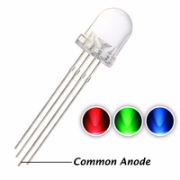 Jstronic LED RGB tricolore à travers trou, rond, 8mm, 10mm, 5mm, 4 broches, lentille diffuseur transparente, lampe LED pleine couleur DIP
