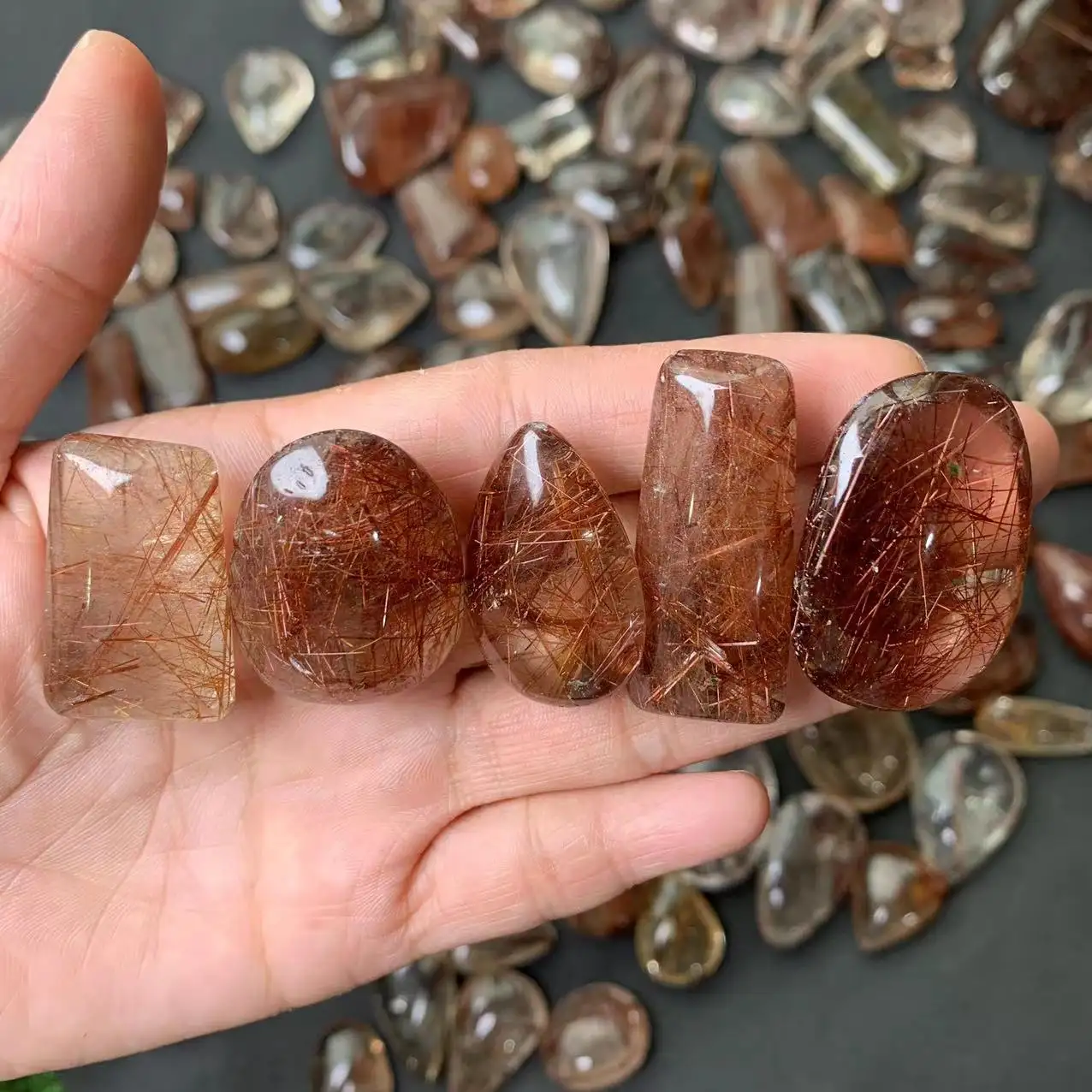 Pemasok Cina kualitas tinggi batu alam kuarsa kristal rambut merah Rutile kuarsa untuk liontin