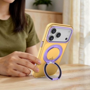 Fashion Magnetic Clear Phone Case for <b>iPhone</b> 18 15 16 17 Pro Max With 360° Metal Ring Stand Wireless Charging Shockproof Cover - Product Image 5