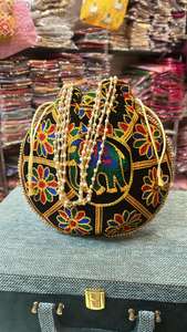 Indian Handmade Latest Design Thread Work <b>Elephant</b> Potli <b>Women</b> Golden Embroidery Return <b>Gift</b> Bags Fashionable Wedding Favourites - Product Image 3