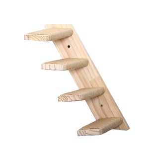 Solid Wood Cat Tree 4 <b>Levels</b> Wall Mounted Anti Slip Indoor Cat Climbing Ladder Minimalist Design - Product Image 5
