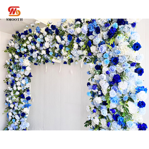 Handmade Blue Series <b>Rose</b> Flower <b>Arch</b> Smooth Soft Metal Backdrop <b>for</b> Valentine's Day Event Stage Decoration Includes Artificial - Product Image 1