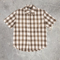 Kemeja Flanel Kasual Pria YOUMI, Desainer, Katun, Kancing Depan, Model Longgar, Ujung Kasar, Bernapas, untuk Musim Panas