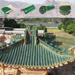 Tegole Tradizionali Cinesi Smaltate Verde Smeraldo in Ceramica per Tetto Principale, Guglia e Copertura <span class=keywords><strong>di</strong></span> Padiglioni da Giardino e Case da Tè - Product Image 1