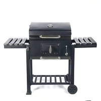 Fabricant OEM Cheminée Européenne Barbecue Extérieur Fumoir à Viande Carré Grand Chariot à Charbon de Bois Barbecue Grills avec Table d'Appoint Four