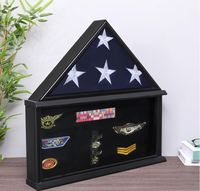Estuche de Exhibición para Bandera de Entierro Grande Personalizado, Caja de Madera Maciza para Bandera Americana Plegada de 5x9.5 con Porta Certificado para Veteranos