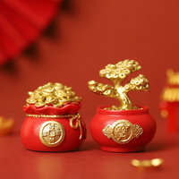 Sachets porte-bonheur en résine, figurines Feng Shui, ensemble de décoration pour le bureau et la maison, cadeau de prospérité et de bénédiction pour le Nouvel An