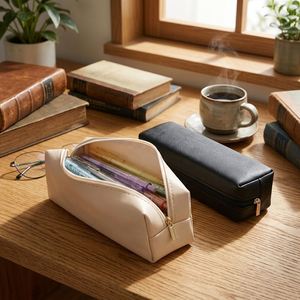 <b>Large</b> Capacity Modern PU Leather Portable Pencil Case <b>Box</b> for Student Use High-End Feel Customizable Dirt-Resistant - Product Image 3