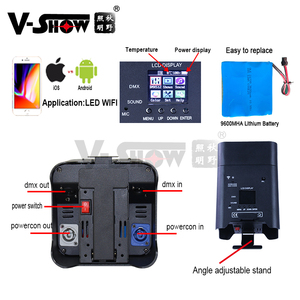 Vshow wbrf0606 hotsale 6pcs 18W rgbwa + UV DMX 512 Wifi pin Powered LED mệnh không dây DMX LED mệnh lên lights10pcs với trường hợp - Product Image 5