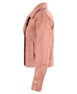 Veste pour femme en cuir Nappa rose pâle véritable 100% personnalisée, finition cirée vintage, fermeture éclair YKK, marque privée OEM/ODM - Product Image 2