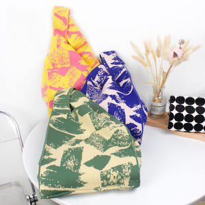 Women's New <strong>Geometric</strong> Pattern <strong>Japanese</strong> Knitted Tote Bag Underarm Travel &amp; Shopping Bag Brand Accessory - Product Image 2