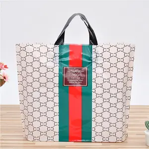 wholesale disposable portable handle carry bag plastic grocery bags with logo and handles