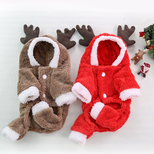 Christmas Pet <b>Clothes</b> Thick Fleece Warm Dog <b>Cat</b> Hoodie Reindeer Costume Autumn Winter Apparel <b>For</b> Small Dogs - Product Image 2