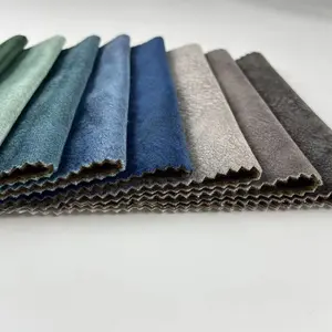 Contoh gratis 100% poliester dicetak kain beludru seperti kulit kain pelapis kulit imitasi Sofa kain untuk dijual