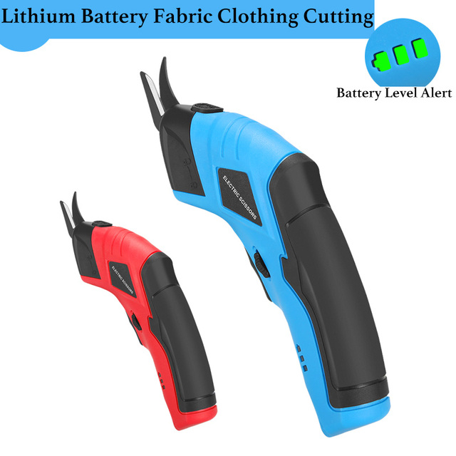 Red Rechargeable Electric Shear Wireless Battery Cordless Ambidextrous SK5 Blade Scissors Cutter Cloth Carpet Sewing Carton