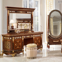 Ensemble de meubles de chambre à coucher en bois massif, lits en bois sculpté, meubles de chambre à coucher de style antique français, taille king size