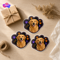 Stiker Hewan Peliharaan Custom Die Cut 3 Inch Vinyl Matte Stiker Grafis Anjing Golden Retriever untuk Kemasan Hadiah Stiker Die Cut