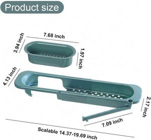 Telescopic Kitchen Sink Organizer Telescopic Sink <b>Storage</b> Rack Holder Adjustable Colander <b>Collapsible</b> Drainer Basket - Product Image 1